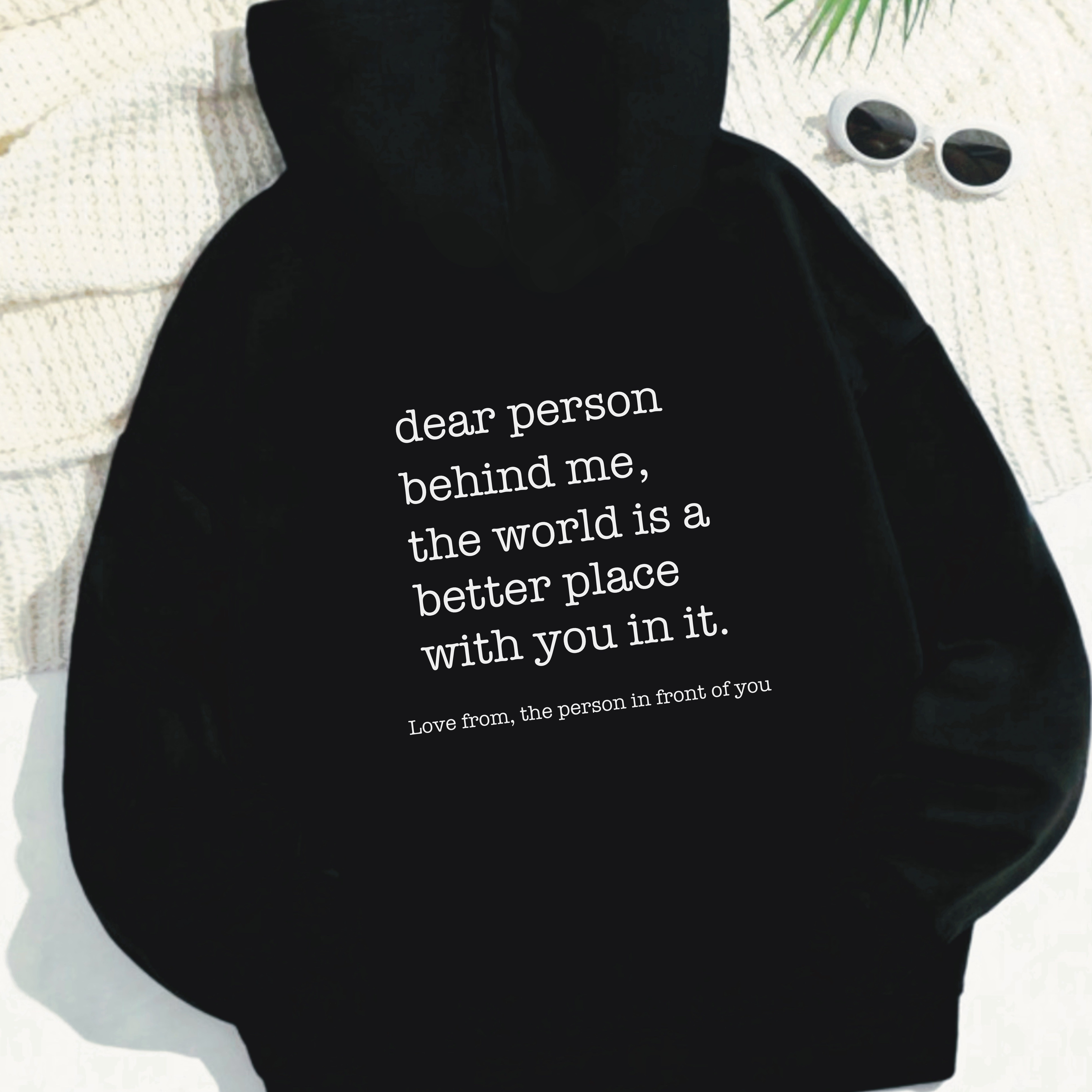 

Back Letter Print Drawstring Hoodie, Casual Pocket Hooded Sweatshirt For Winter & Fall, Women's Clothing