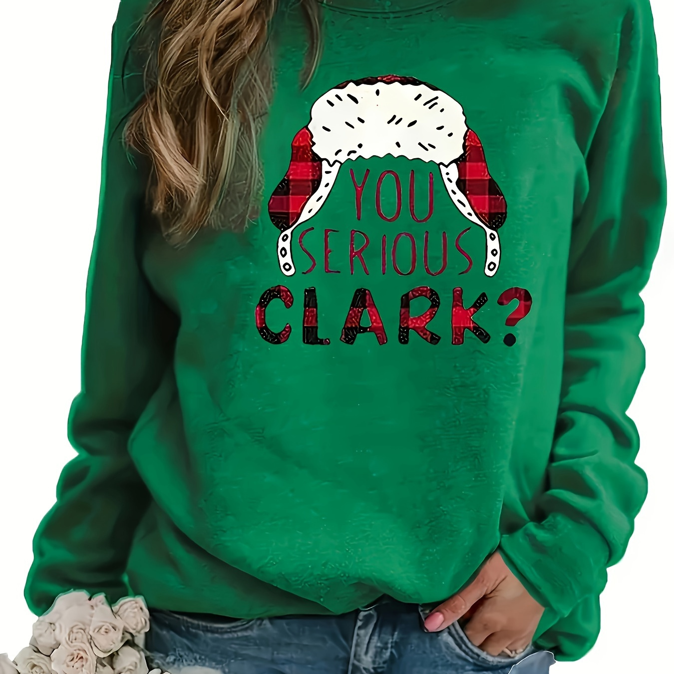 

Christmas - Printed Round Neck Hoodie - Casual Fun - Daily Wear - Soft And Comfortable - Women's Clothing