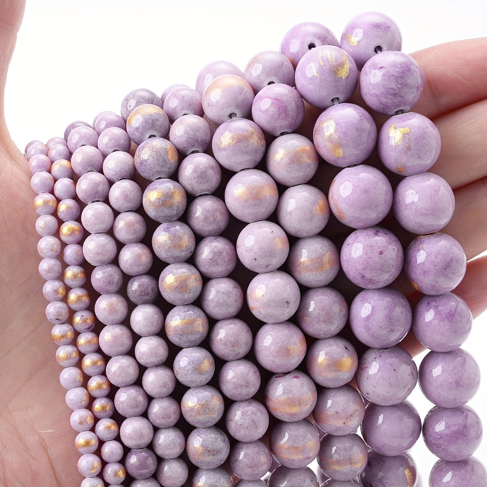 

Purple Color Golden Jades Bead Natural Stone Beads For Jewelry Making Diy Bracelet Earring Accessories 4/6/8/10/12mm 15''