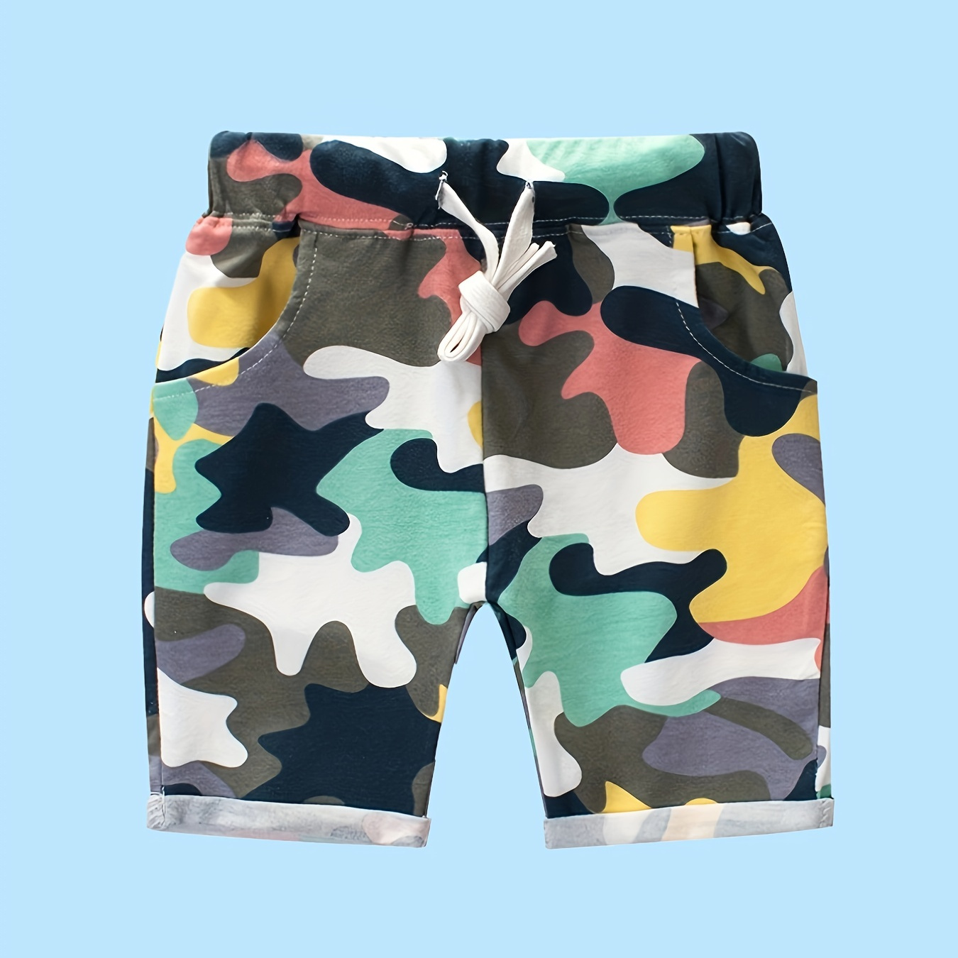 Boys Camouflage Casual Shorts Bottoms Drawstring Waist For Summer Kids Clothes