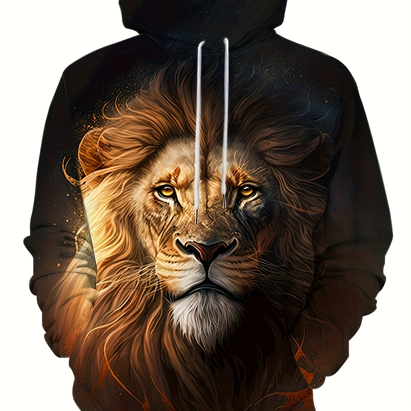 

Lion Print Hoodie, Cool Hoodies For Men, Men's Casual Graphic Design Pullover Hooded Sweatshirt With Kangaroo Pocket Streetwear For Winter Fall, As Gifts