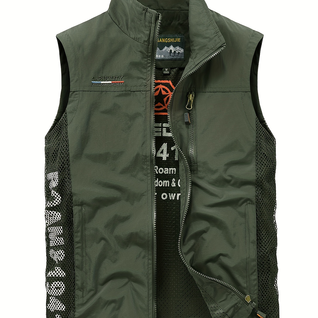 Multi Pocket Cargo Vest Men's Casual Outwear Stand Collar - Temu