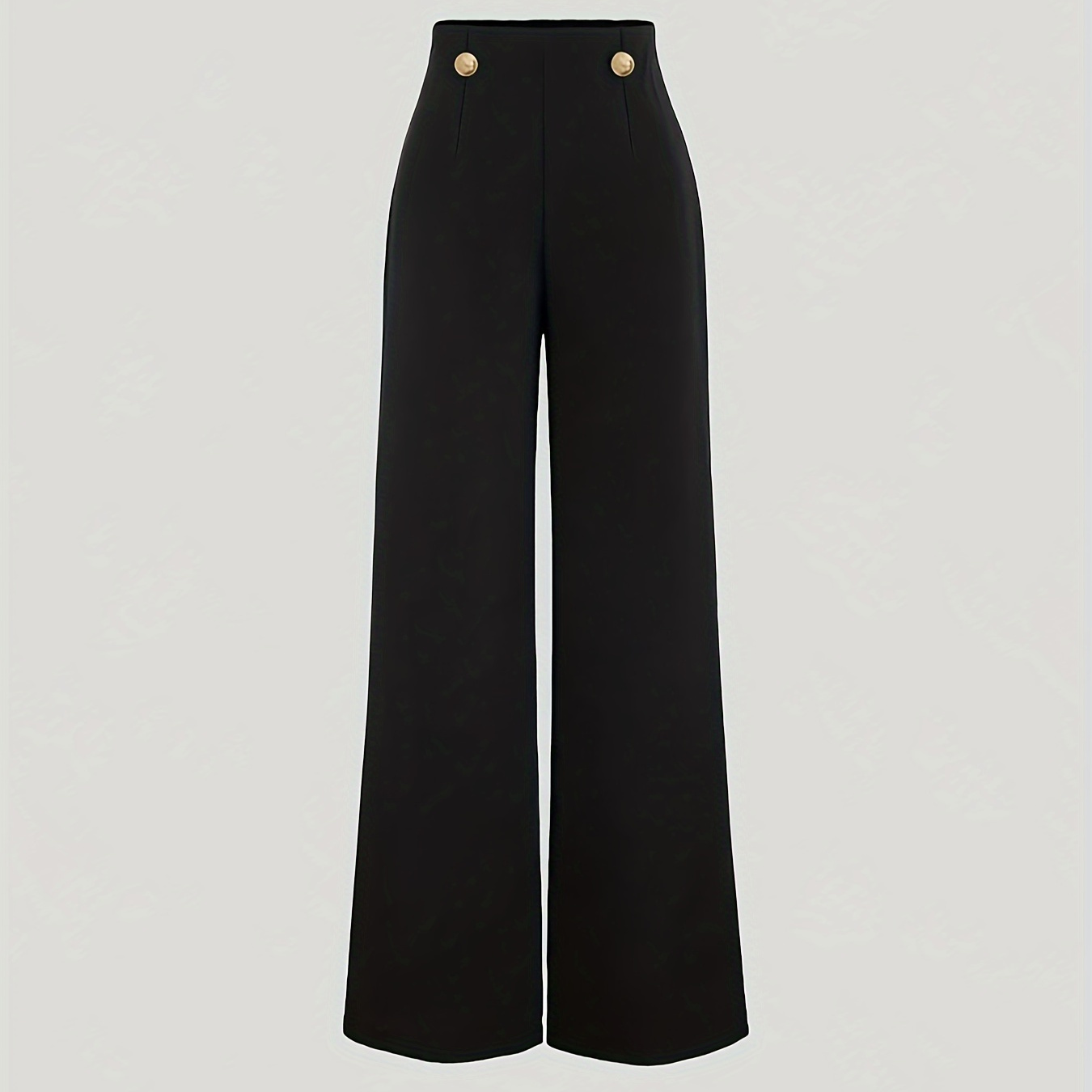 

Chic Women's Wide-leg Pants With Button Detail - Slim Fit, Casual Long Trousers For All