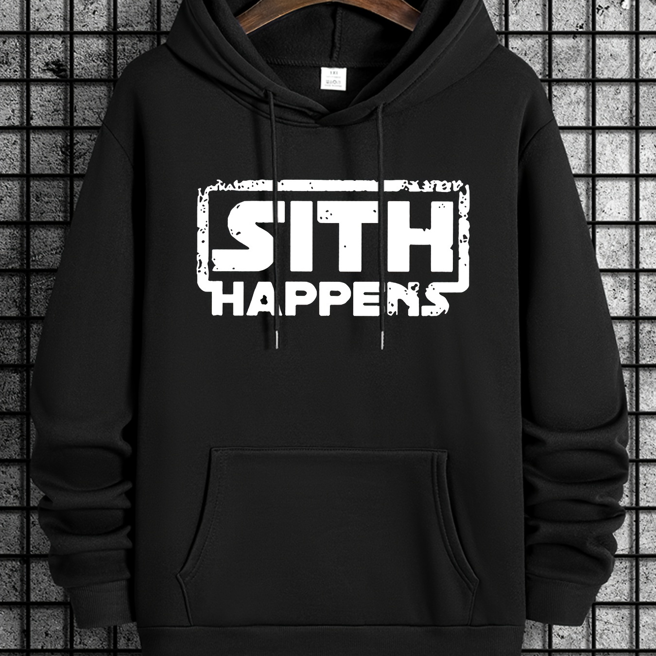 

Sith Happens Men's Casual Pullover Hoodie, Soft Polyester Fabric, Regular Fit, Knitted With Hook And Loop Closure