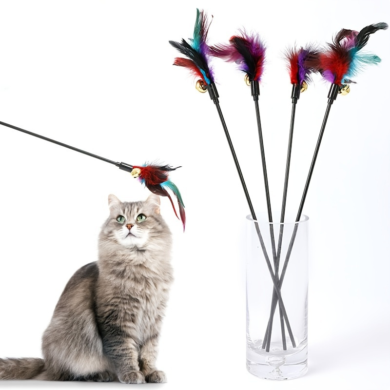 Cat Wand Toy Cat Feather Propeller Toy With Bell Steel Wire - Temu Australia