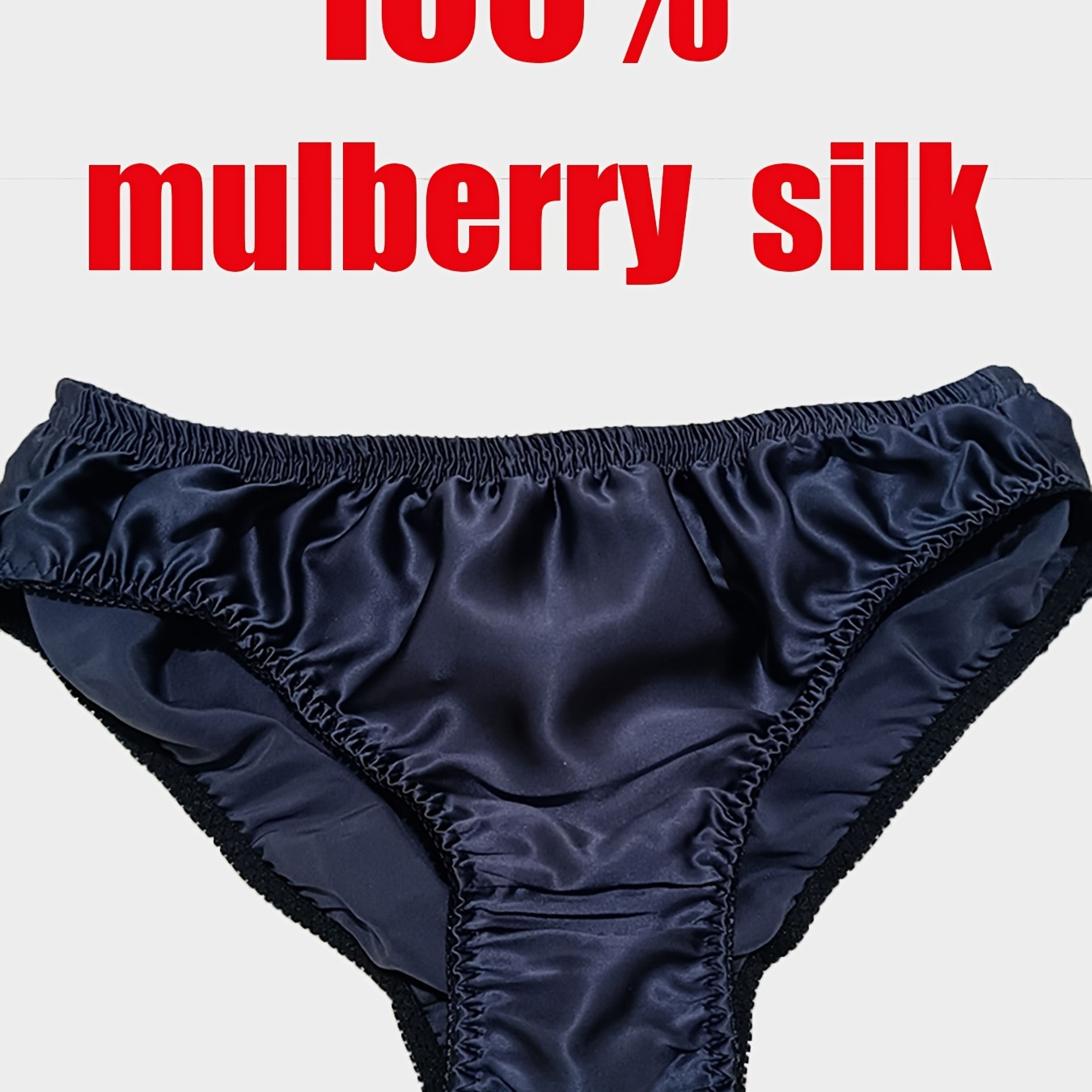 

100% Silky Men's Briefs - Soft, Breathable, Non-see-through Red Underwear With Waistband & , 350g/㎡, Hand Wash Only