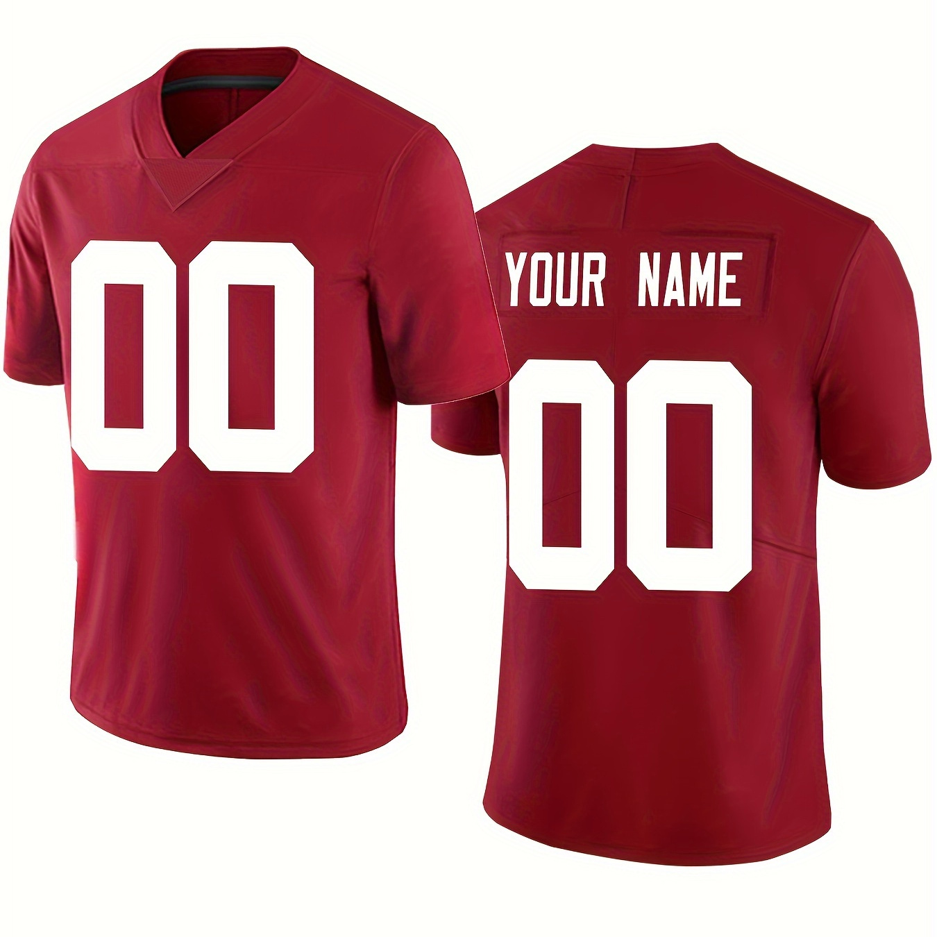 

Customized Name And Number Embroidery, Men's V-neck Football Jersey, Daily Outdoor Sports Shirt