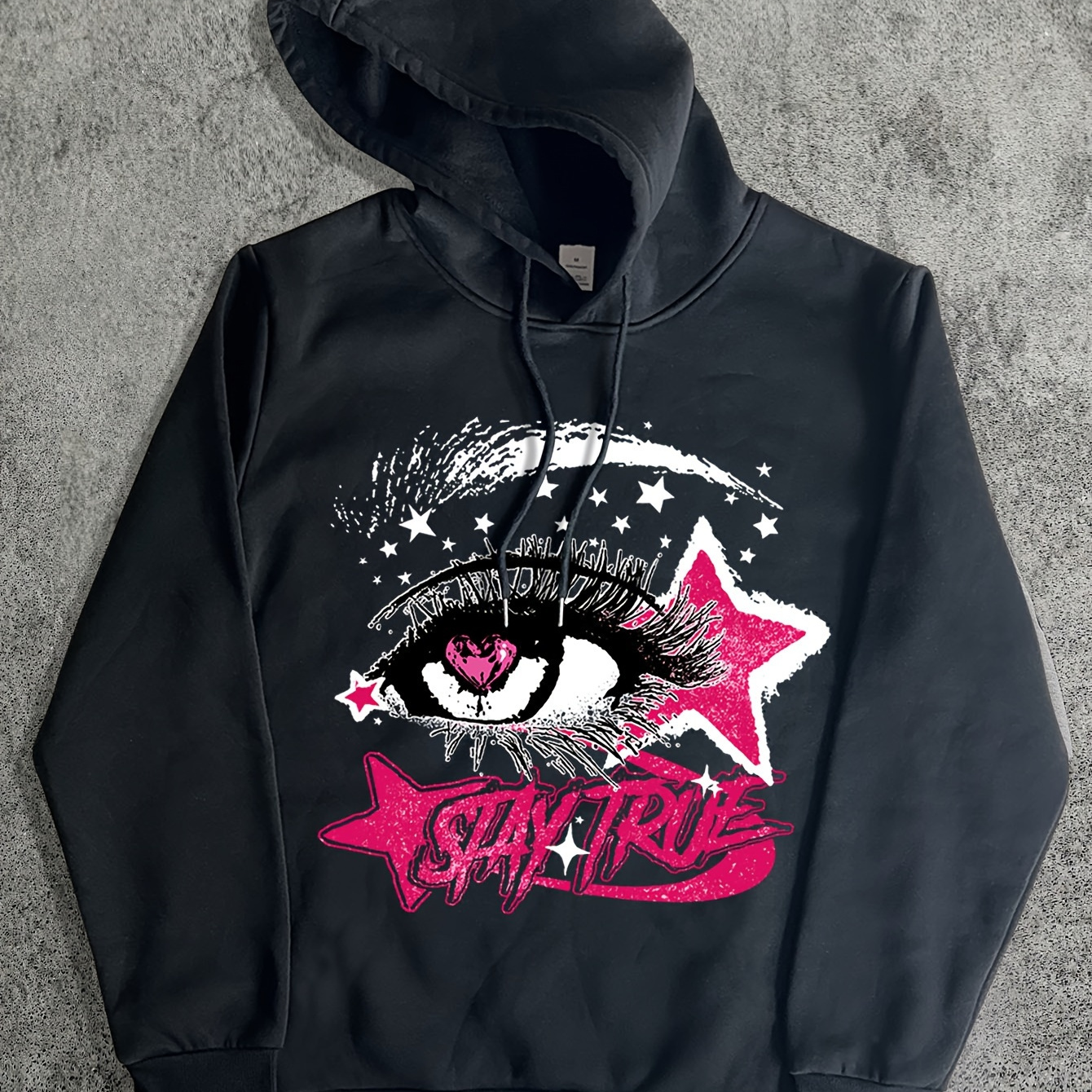 

Beauty Eye And Star Pattern Print, Men' Casual Hoodie With Drawstring, Comfy Long Sleeves Pullover Hoodie, Autumn And Winter Top For Men