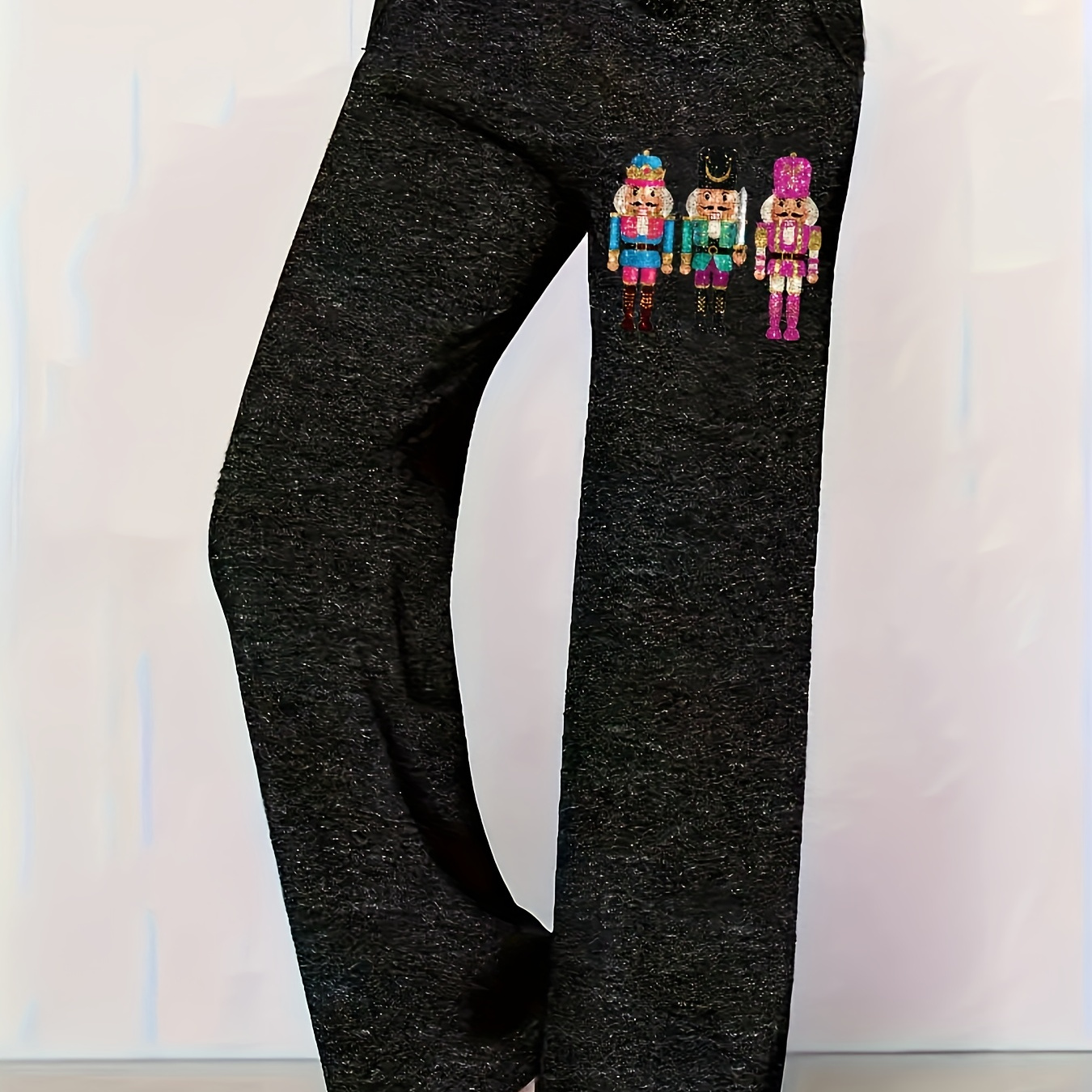

Christmas Nutcracker Print Plus Size Sports Pants, Drawstring Loose Fit Pants, Women's Activewear