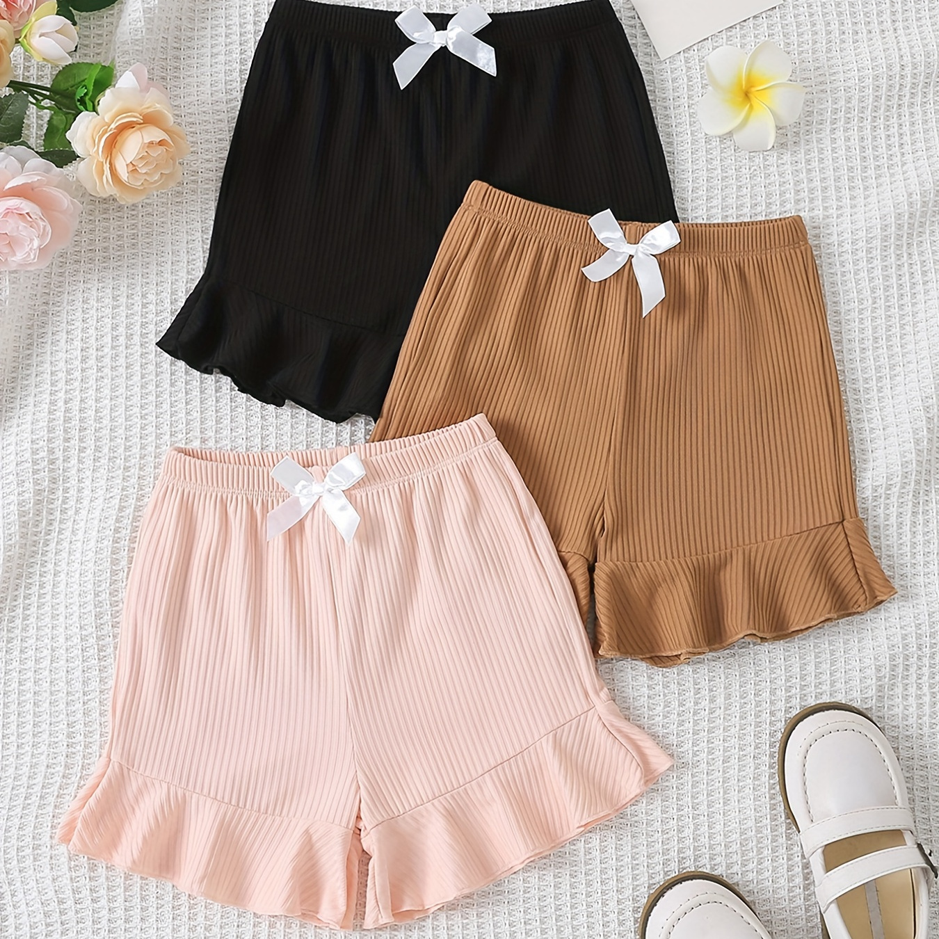 Kids Girls Classic Design Elastic Waist Short Leggings, Kids Clothes For  Spring Summer Indoor Outdoor