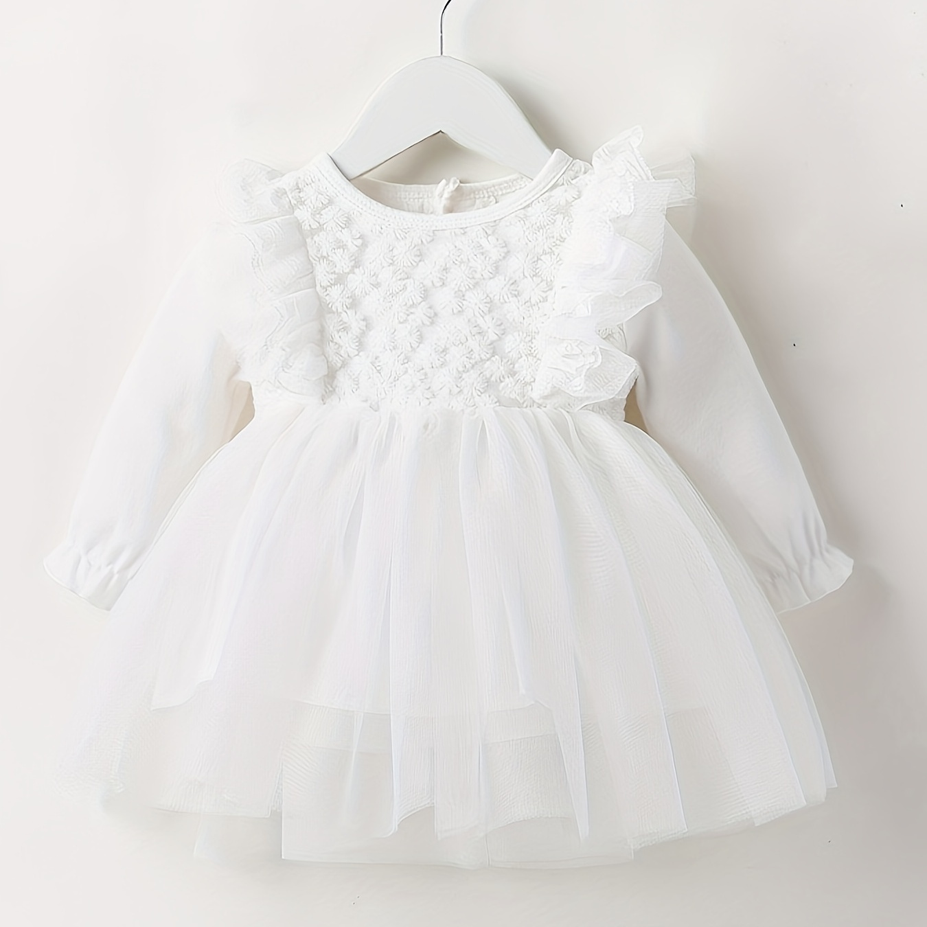 

Baby Girls Dress, Spring And Autumn Baby Newborn Solid Color Lace Dress, Cotton Cute Mesh Dress