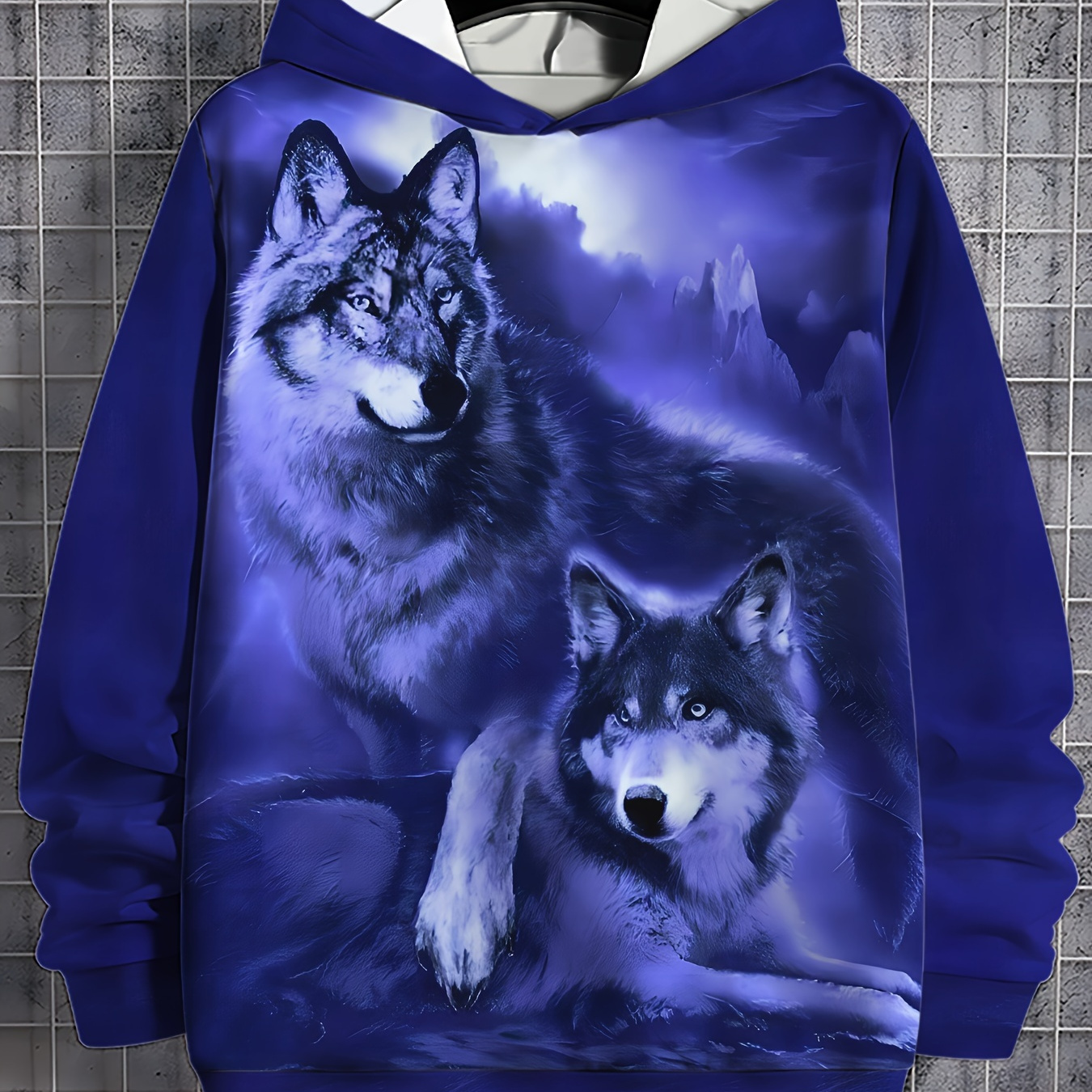 

Men' Hoodie Casual Fashion Sweatshirt Wolf King Interesting Print Pattern, Outdoor Sports Comfortable