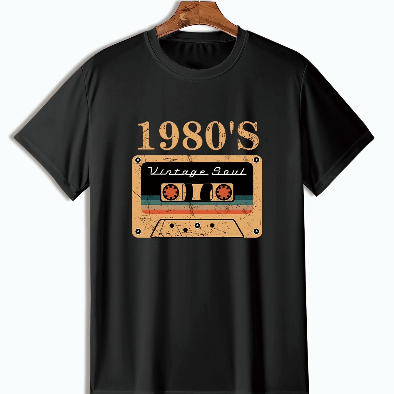 

Plus Size Men' Tape T-shirt, Men's Clothing