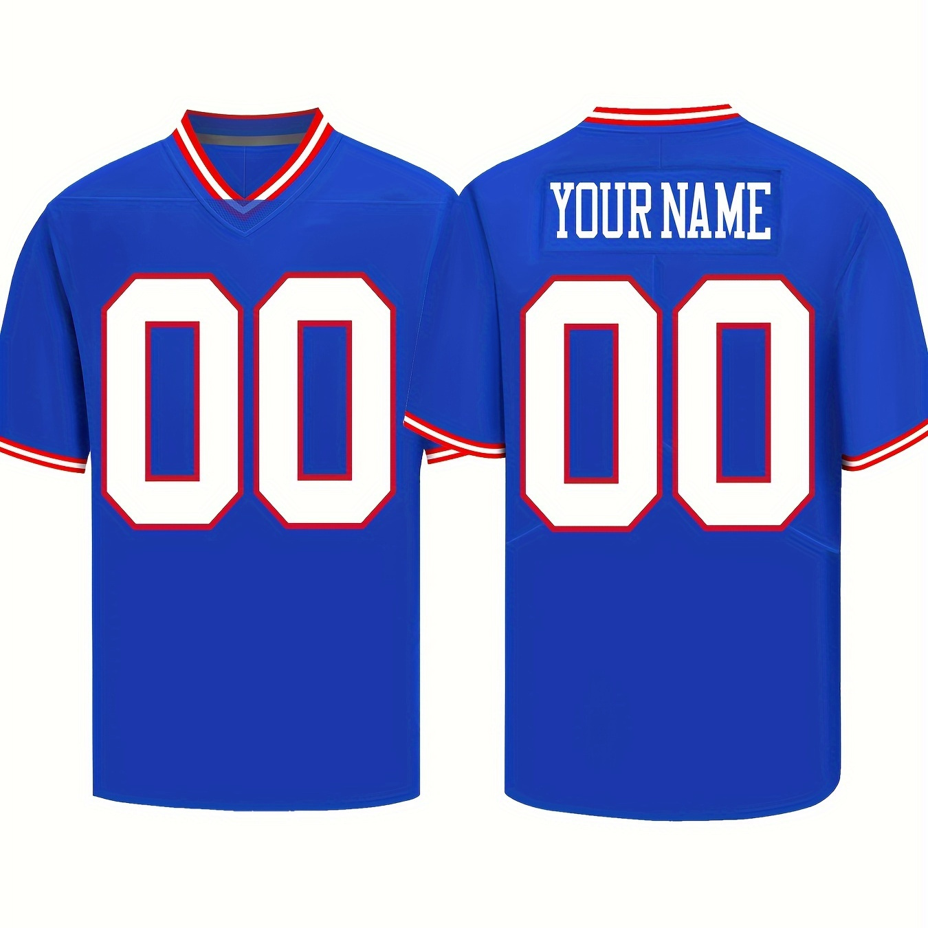 

Custom Embroidered Men's Football Jersey - Personalize & Number, Breathable Polyester, V-neck, Sports & Casual Wear, Sizes S-3xl