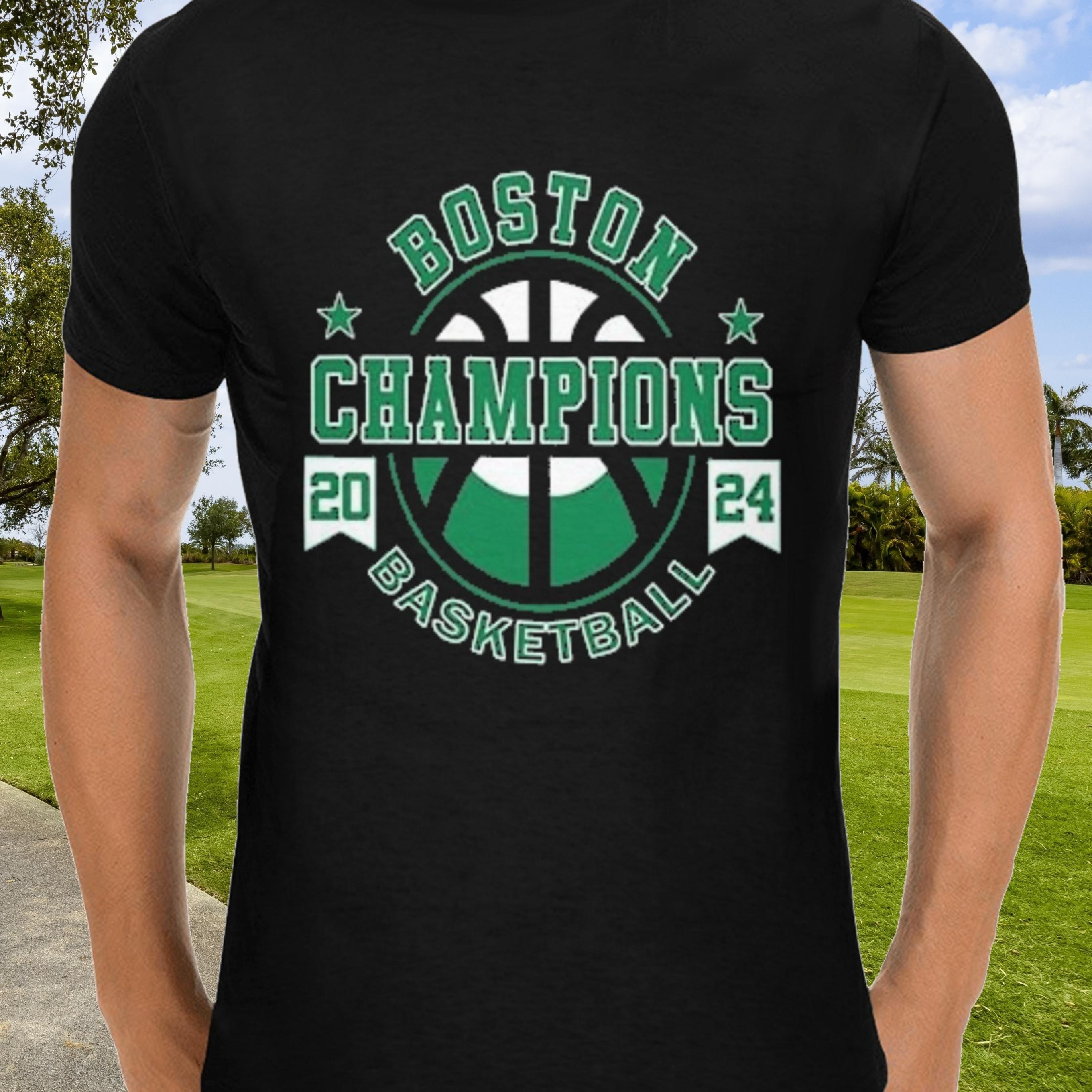 

Boston Fans Basketball Patterned Print T-shirt For Mens 2024 Basketball Champs Shirt Gifts Men Summer Casual Short Sleeve
