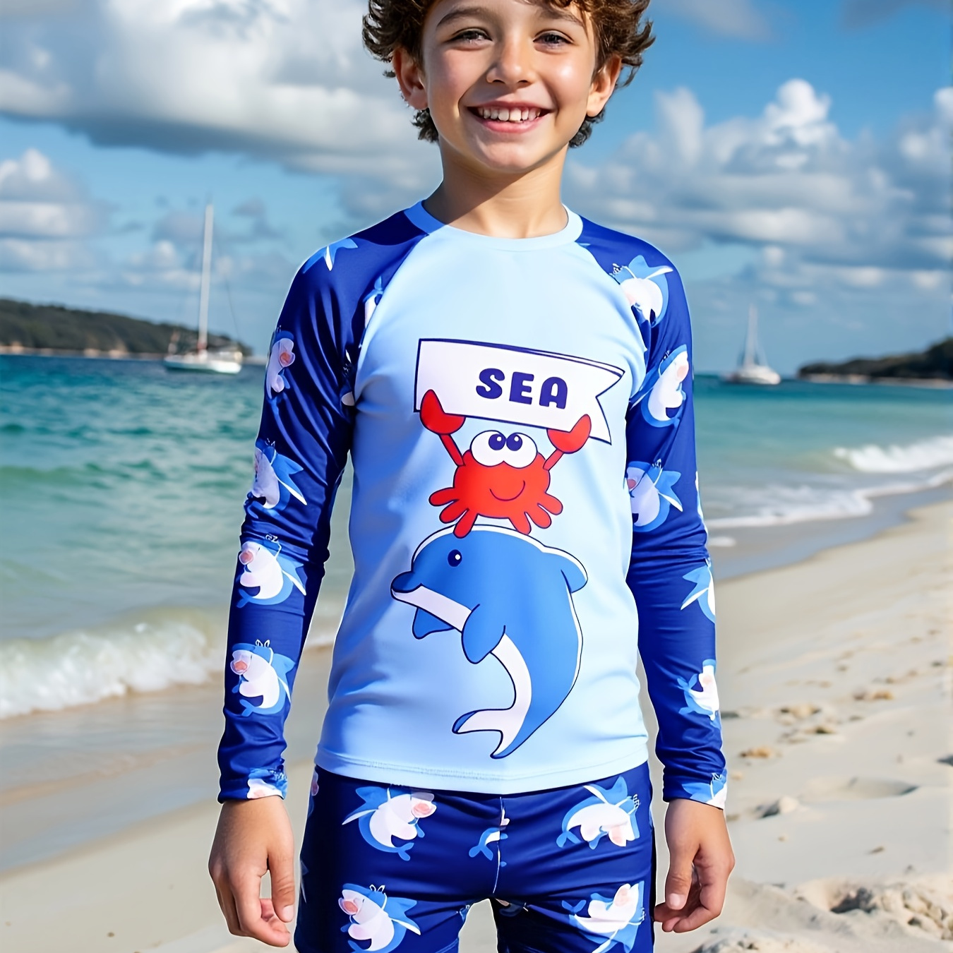 Short de bain imprimé requin pour garçon