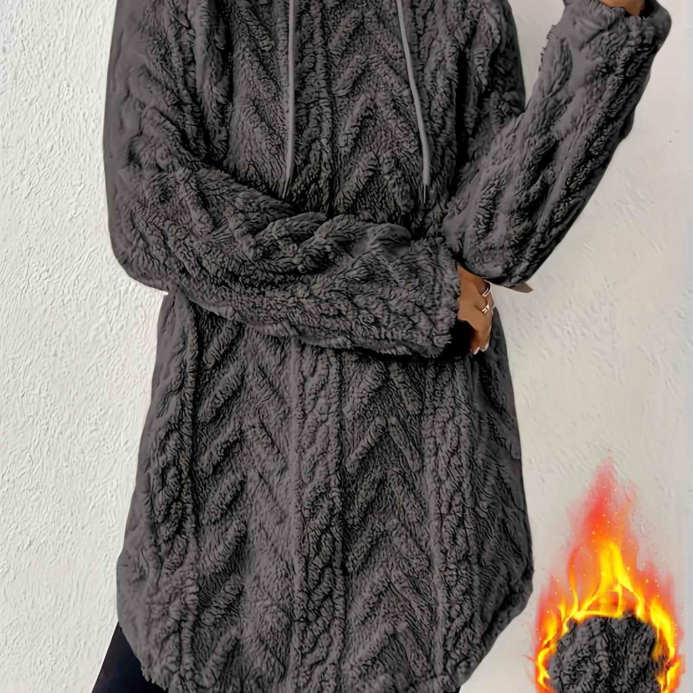 

1pc Women's Casual Long Sleeve Fleece Hoodie, Solid Color Polyester Pullover With Hood, Fashion Sweatshirt