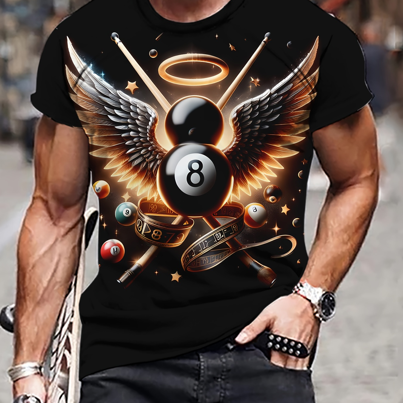 

Men's Balls Print T-shirt, Casual Short Sleeve Crew Neck Tee, Men's Clothing For Outdoor