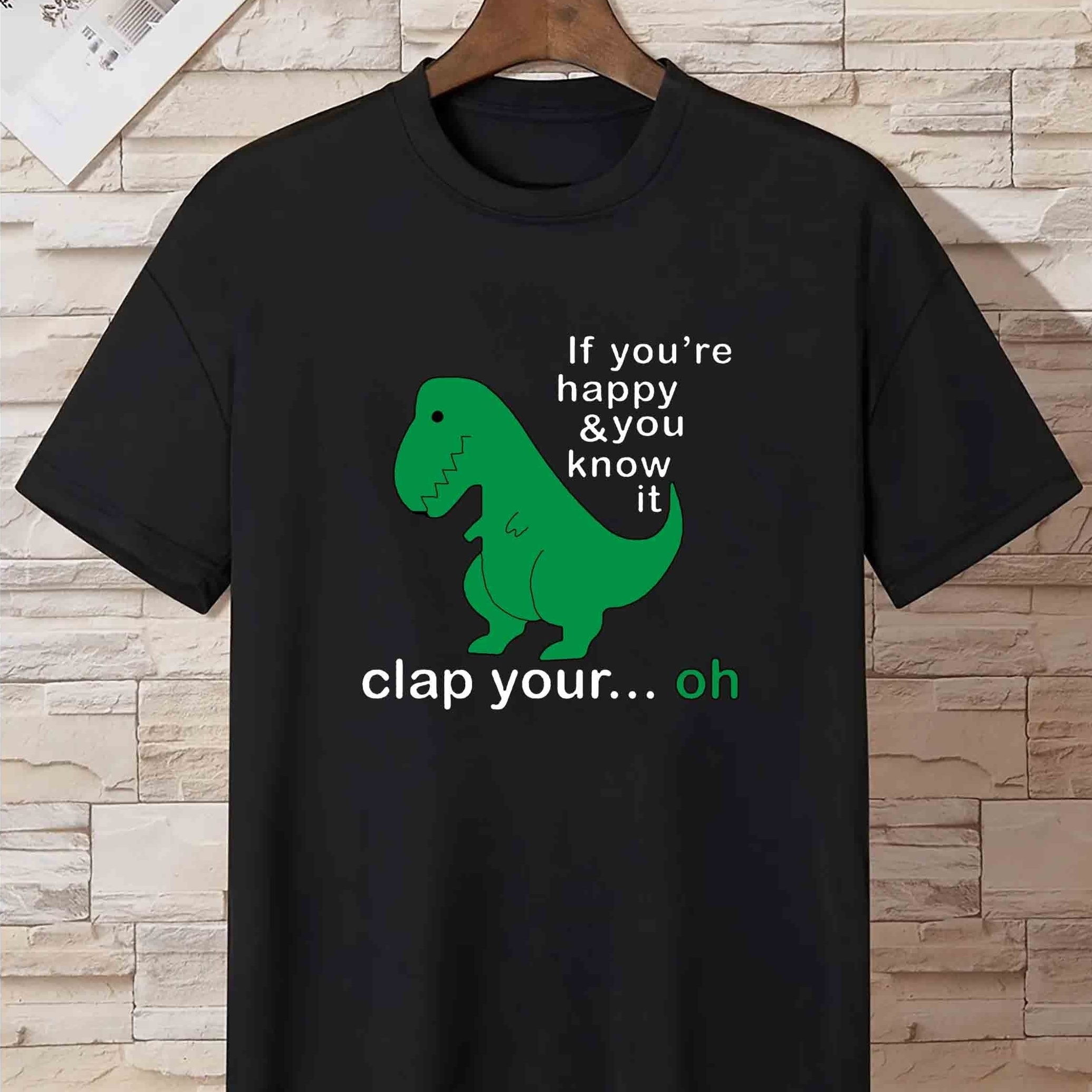 

Funny Short Arms Dinosaur Meme Print T Shirt, Tees For Men, Casual Short Sleeve Tshirt For Summer Spring Fall, Tops As Gifts