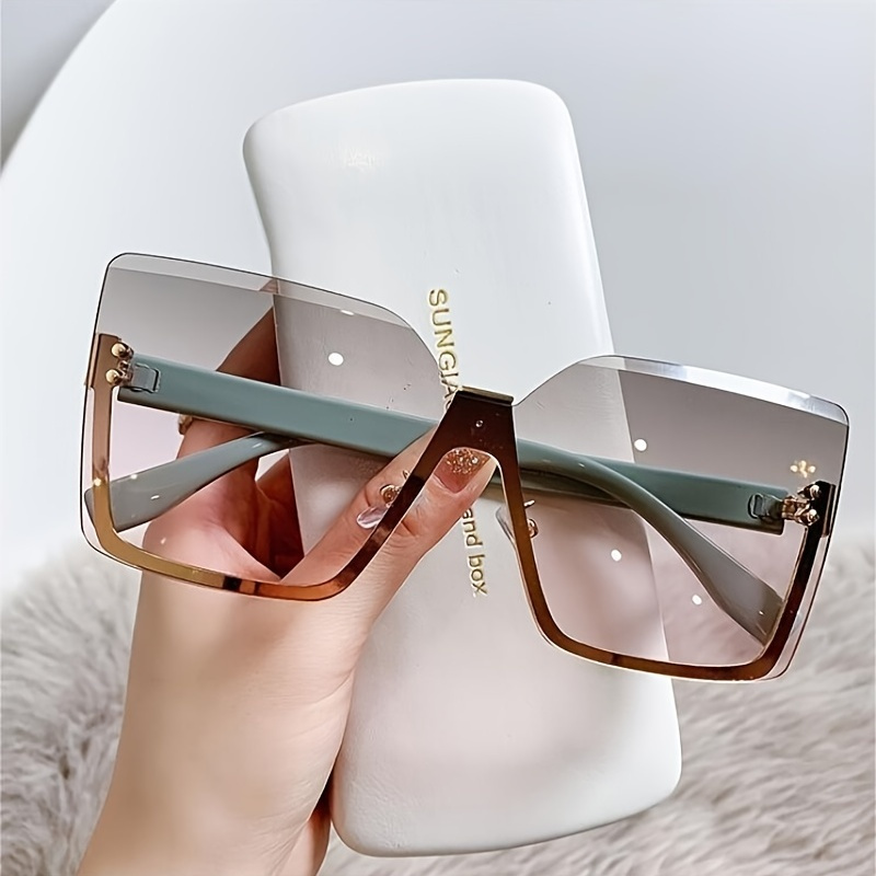 

Ladies Rimless Oversized Fashion Sunglasses Trend Driver Driving Glasses Outdoor Cycling Sports Fishing Sunglasses Uv400