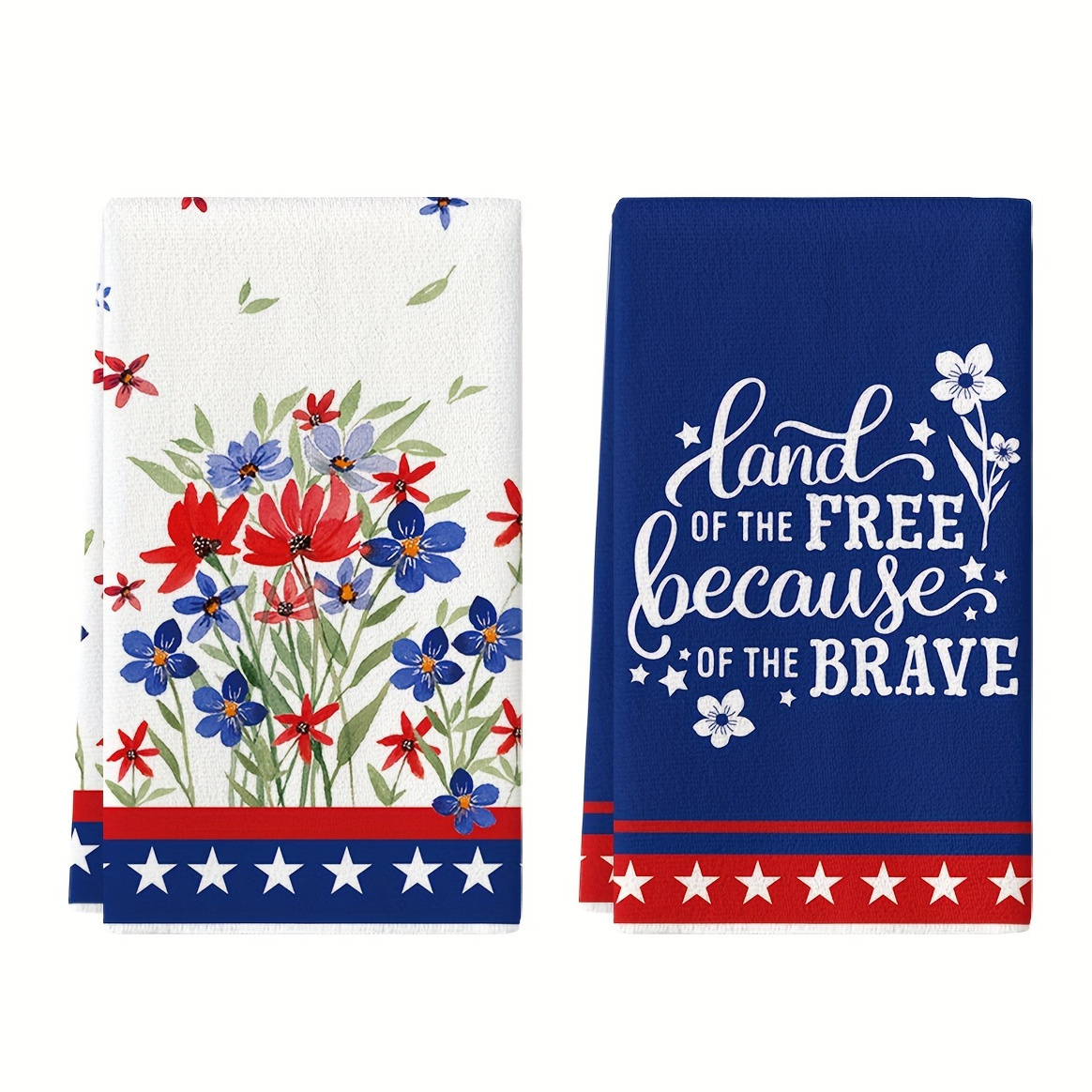 

Sm:)e 2pcs Poppy Flowers 4th Of July Kitchen Towels Dish Towels, 18x26 Inch Memorial Day Decoration Hand Towels Set Of 2