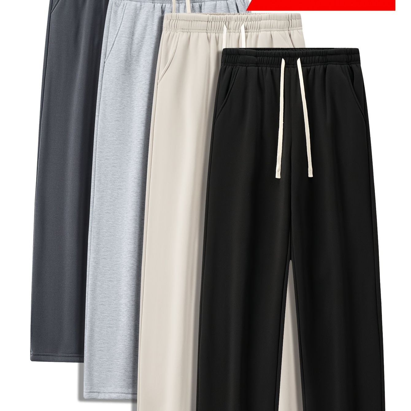 

Simple And Sports Pants, Soft And Breathable Fabric, Outdoor Lace-up Straight Leg Loose Casual Sports Flat Pants