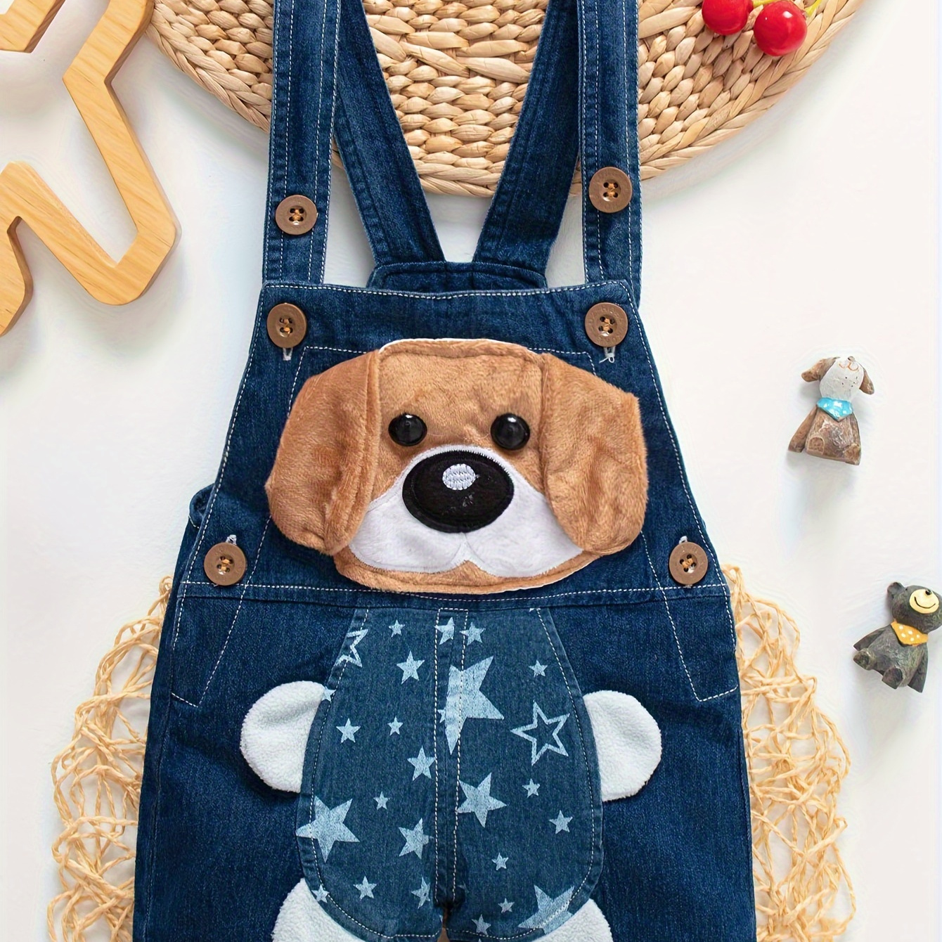 

Baby Boys Cute Puppy Pattern Denim Overall, Toddlers Comfortable Loose Versatile Summer Outdoor Daily Wear