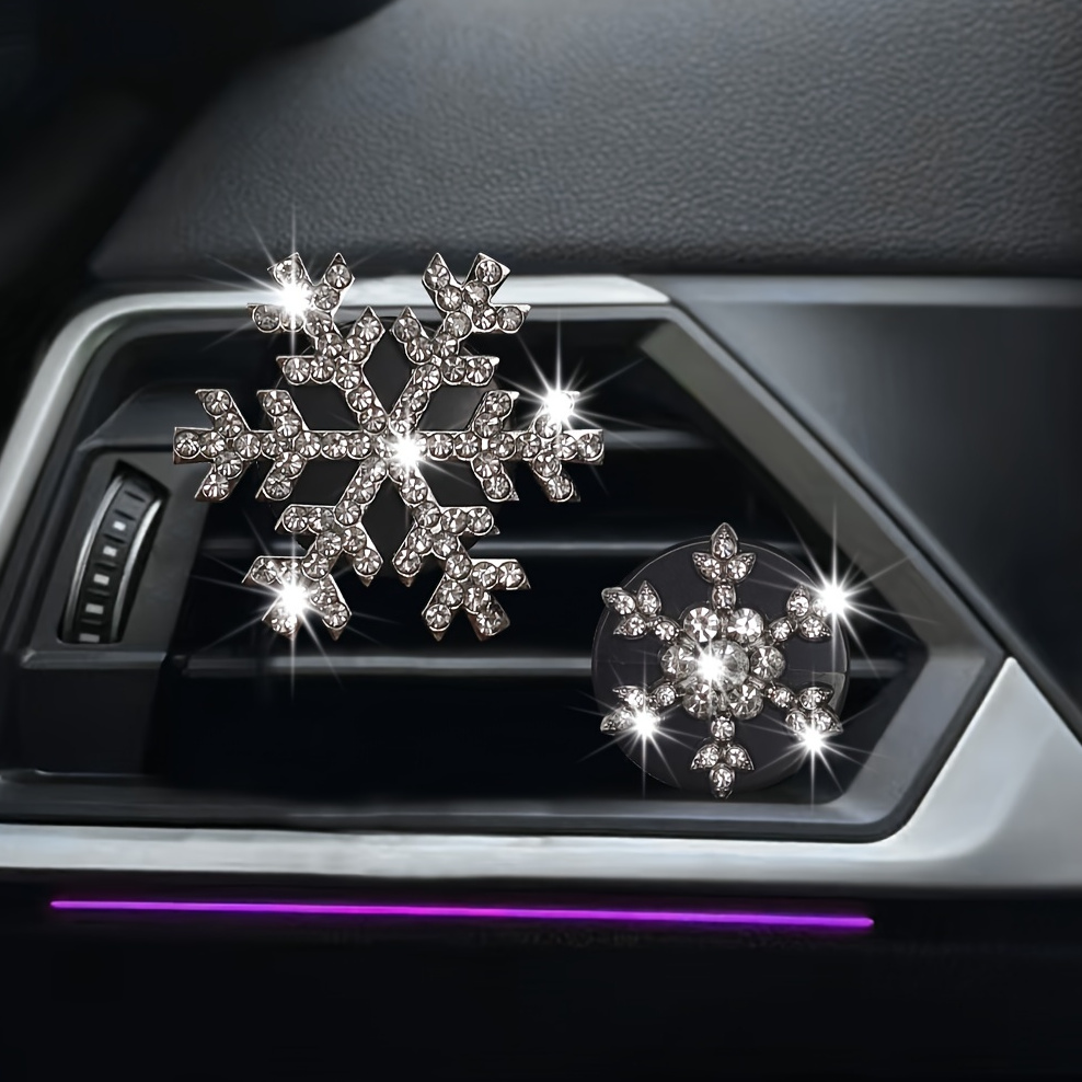 

1pc/2pcs Combination Set Of Sparkling Snowflake Car Air Conditioner Air Outlet Clips, Car Air Freshener, Car Aromatherapy Clip Decorative Clip