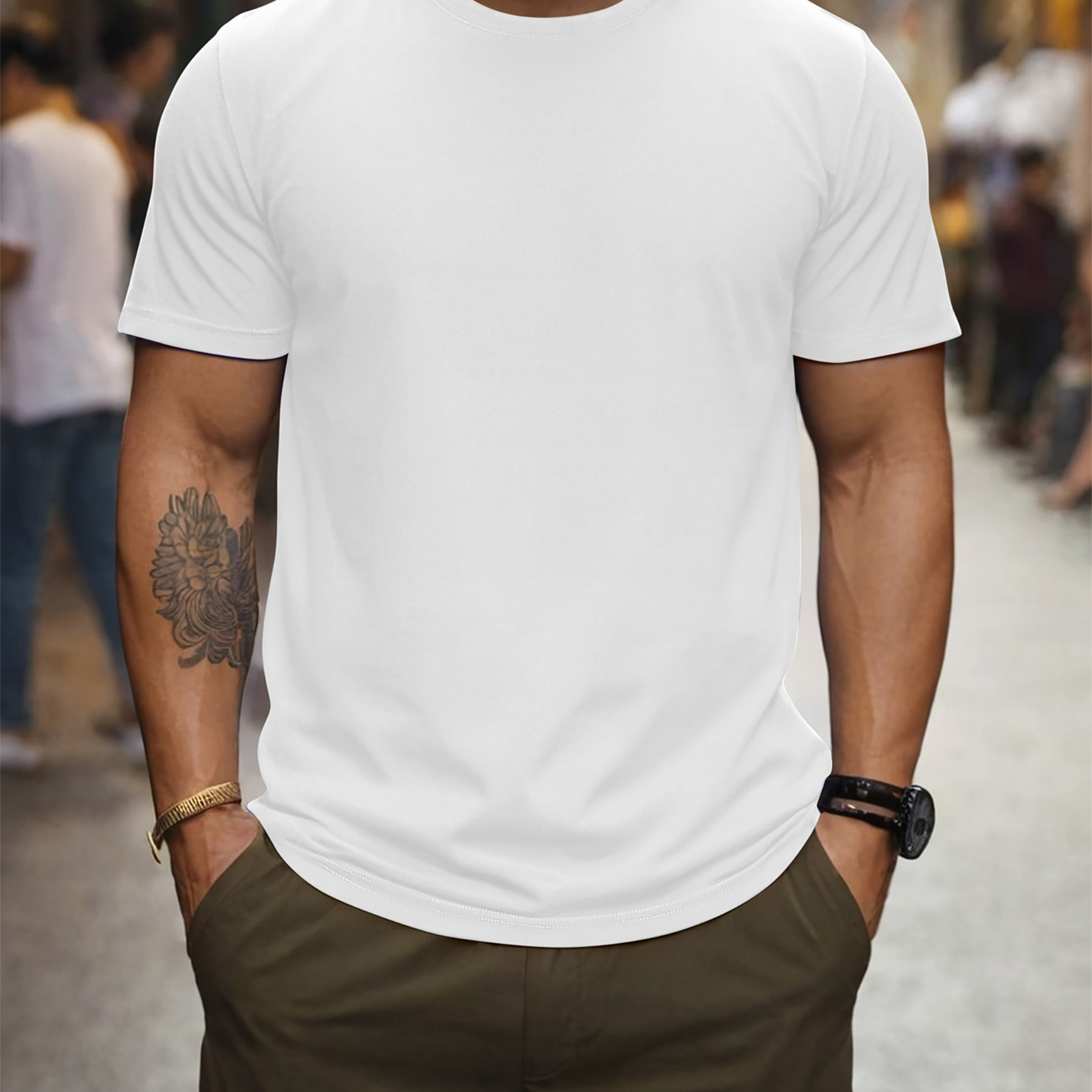 

Boutique 220g Thickened Cotton T-shirt, Men's Fashion Casual Combed Cotton T-shirt, Short-sleeved Crewneck T-shirt