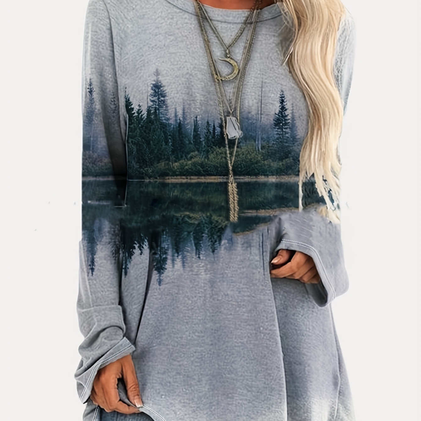 

New Autumn Landscape Loose Home Long Sleeve T-shirt