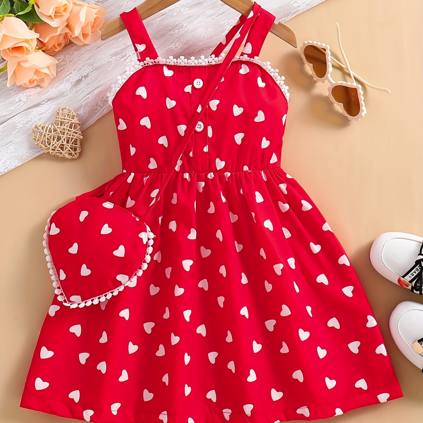 

Baby Girl's Polka Dot Tutu Dress + Cute Bag Set, Baby Girl's Summer Clothing