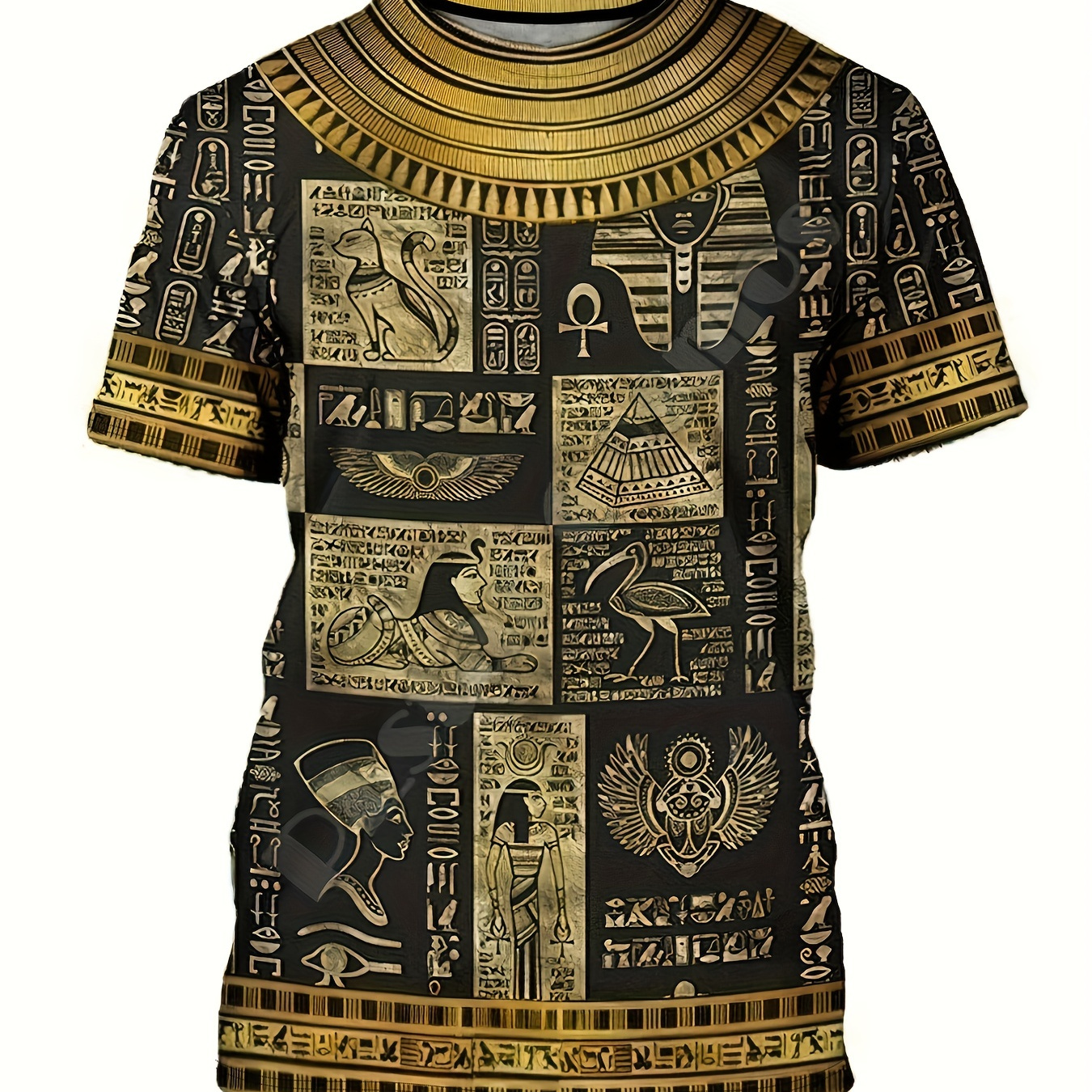 Fashion 3D Egypt Pattern Print Graphic T-shirts, Casual Tees, Short Sleeves Comfortable Pullover Tops, Men's Summer Clothing, Men's Novelty Pajamas Tops