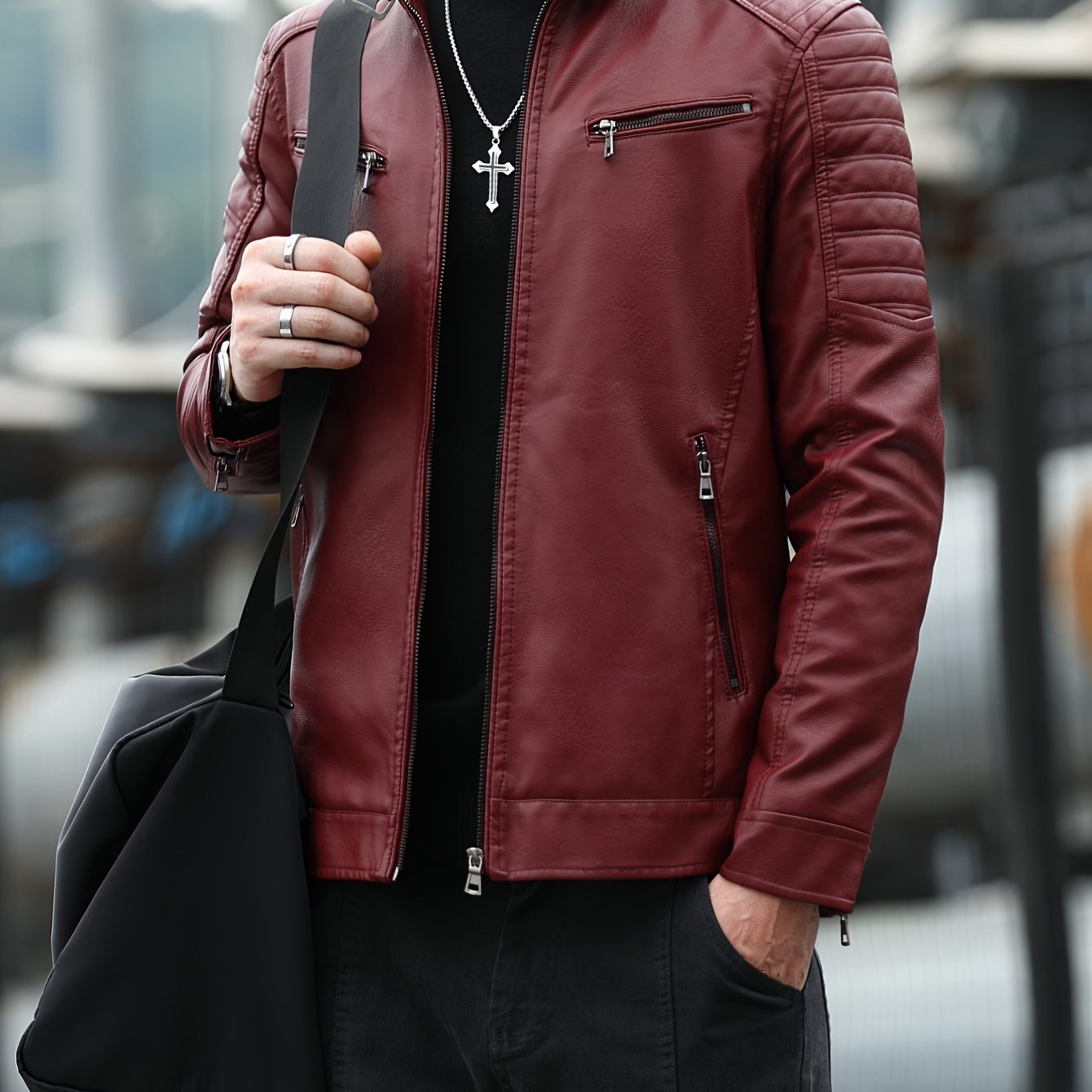 

Pu , Zip Up Long For