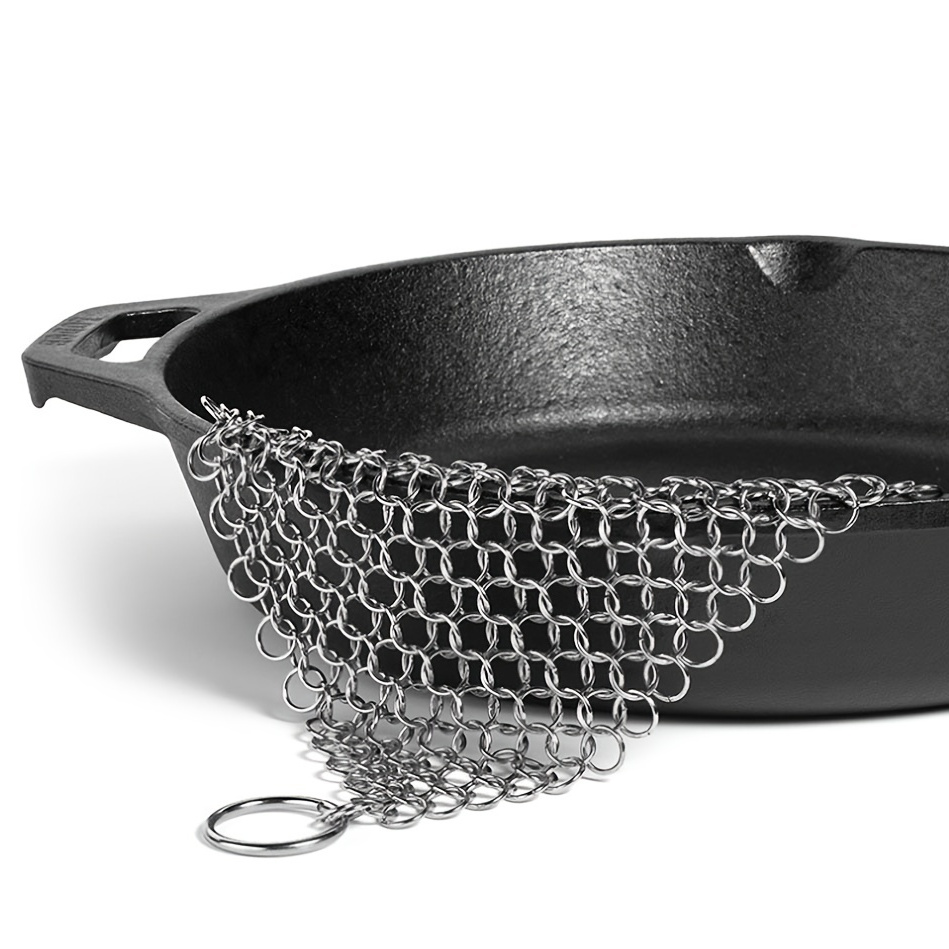 1pc Durable Stainless Steel Chainmail Scrubber for Cleaning Pots, Pans,  Glasses, and More - Square and Round Design for Easy Use