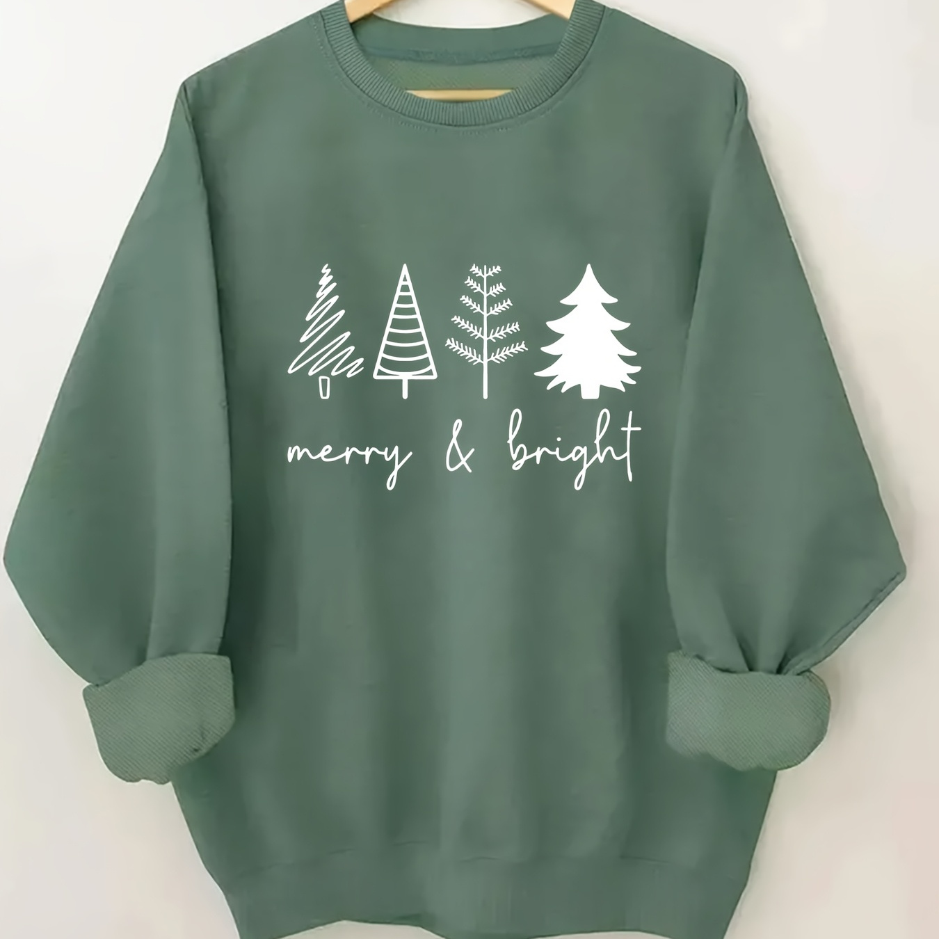 

Plus Size Christmas Tree Sweatshirt - For Women, Polyester ,
