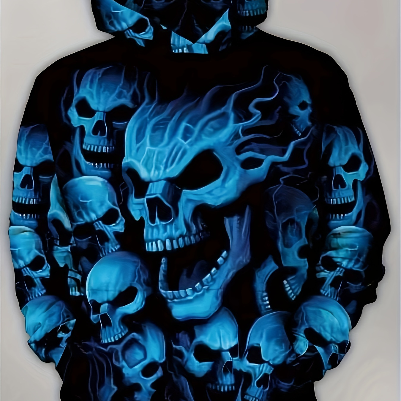 

Men's 3d Skulls Print Hooded Sweatshirt, Oversized Fashion Casual Hoodies Loose Fit Tops For Big & Tall Males, Men's Clothing, Plus Size