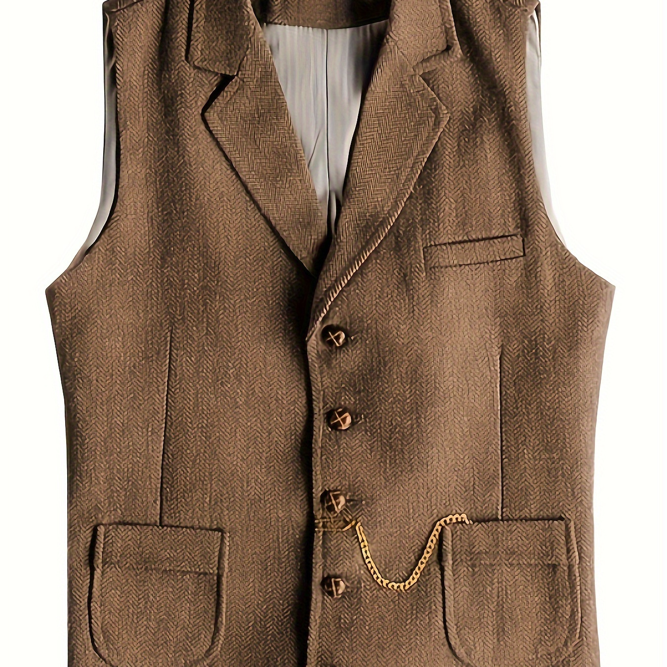 

Men's Tweed Suit Vest Western Herringbone Wool Casual Waistcoat For Groomsman