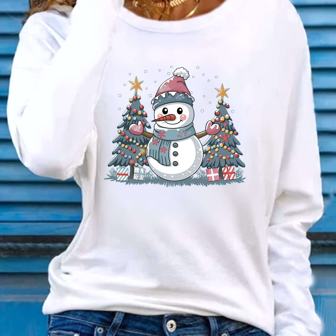 

's Christmas Snowman Long T- - , , Washable