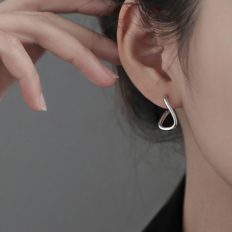 

Simple Style 925 Silver Plated Earrings Plain Hoop Stud Earrings Ladies Jewelry Accessories