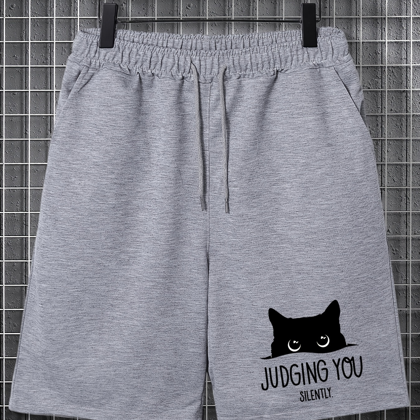 

Men's Loose Casual Short Pants, Trendy Cute Cat Head Sports Outdoor Wear Plus Size Clothing