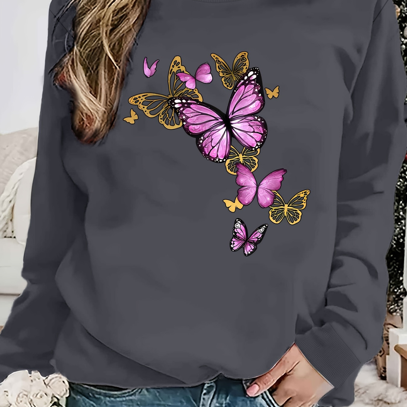 

Sweatshirt, Long Sleeve Sweatshirt For Fall & , Women's Clothing