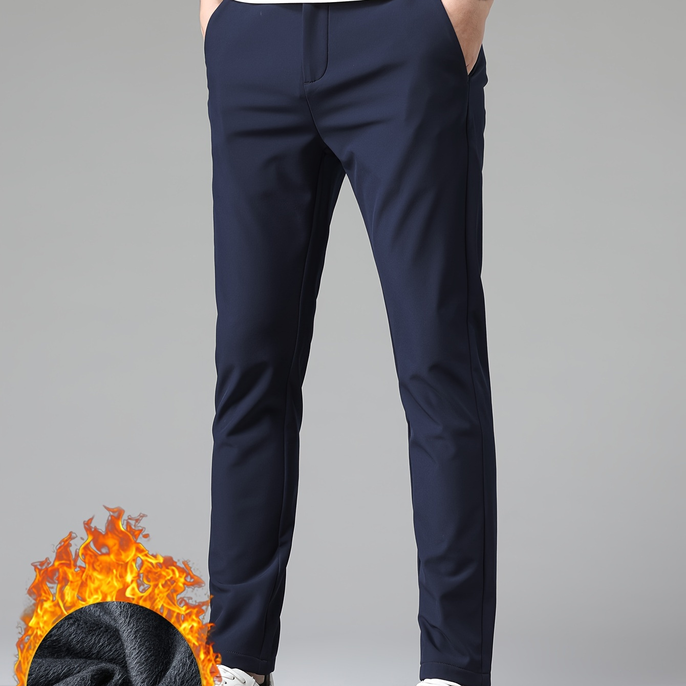 

1pc Pants - Fleece Lined Trousers, , Slight , Regular Fit , For , Camping, , - Fall/