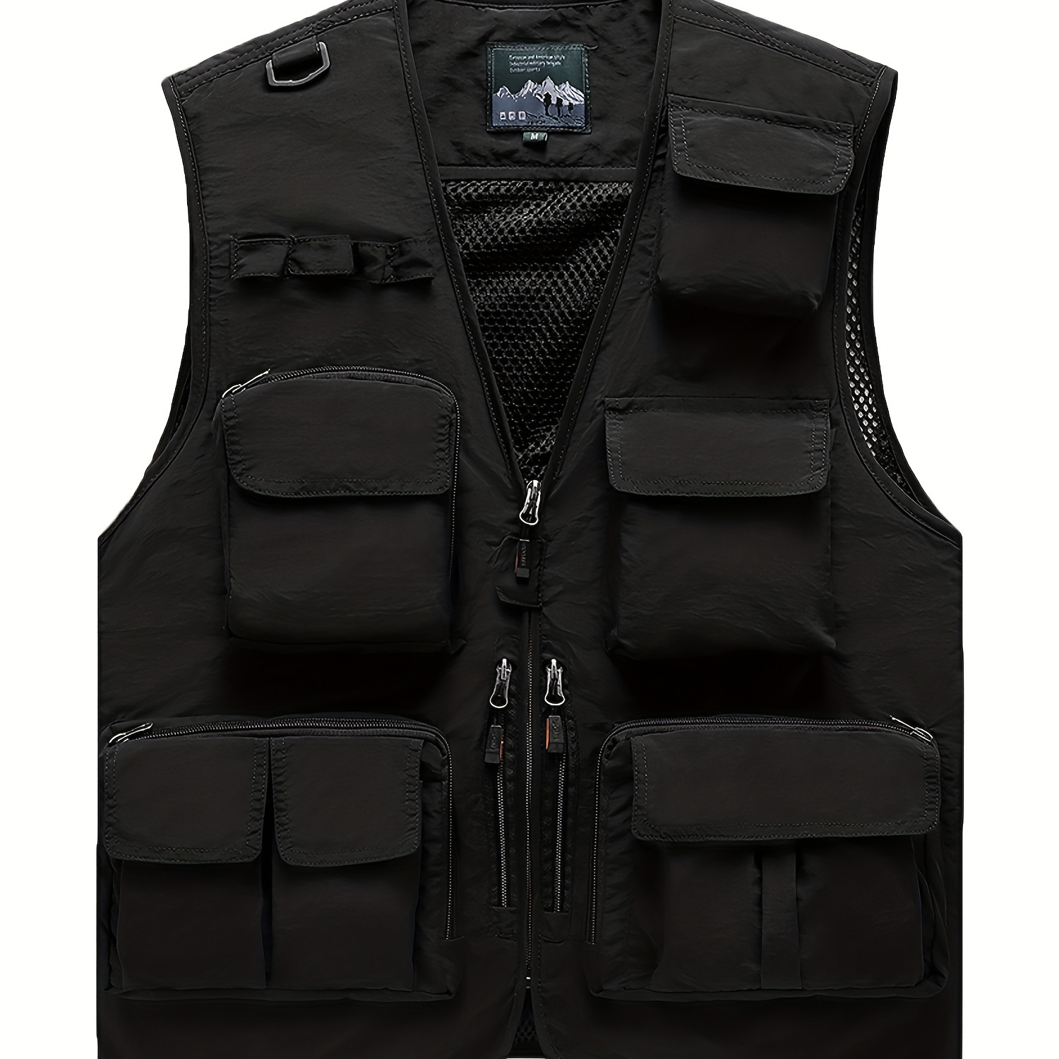 Zipper Pockets Cargo Vest, Men's Casual Outwear V Neck Zip up Vest