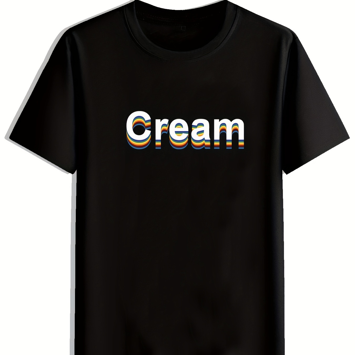 

Classic Letter Cream Pattern Print Men's T-shirt, Graphic Tee Men's Summer Clothes, Men's Outfits