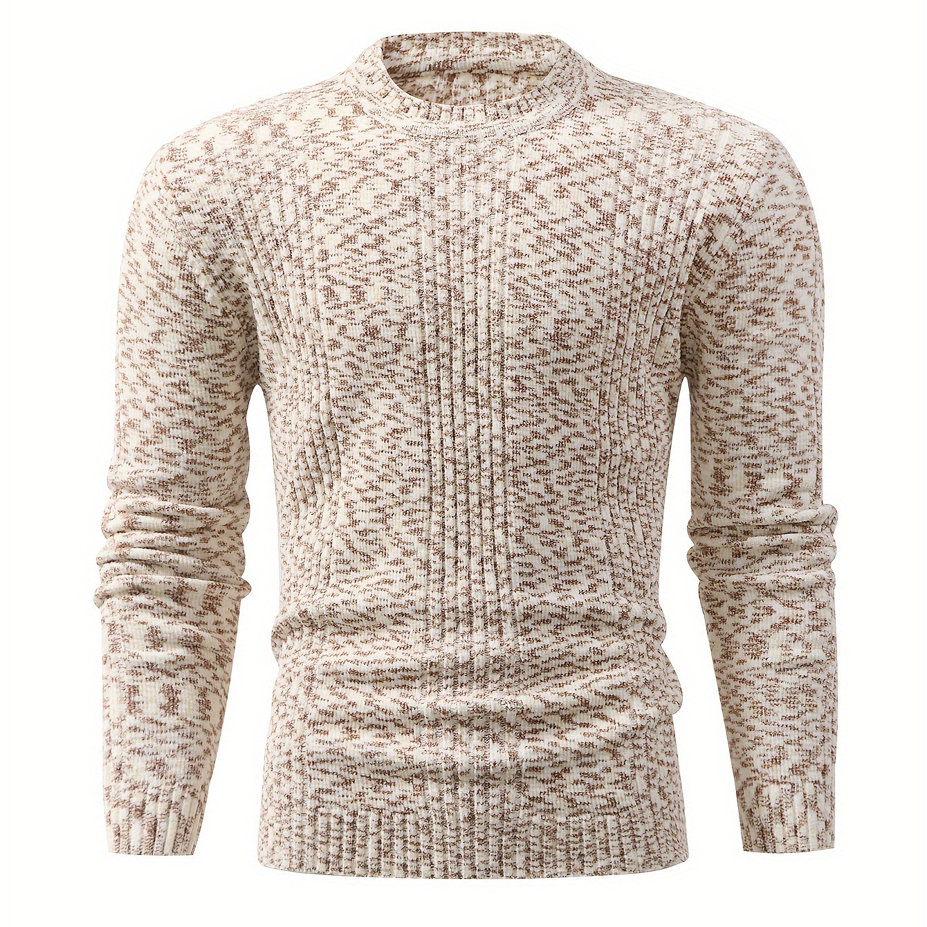 

Men' Chenille Knit Pullover Sweater, Acrylic , Casual Crew Neck, High Stretch, Solid Color, Rib-knit Detail, Regular Fit, For Fall/winter Collection