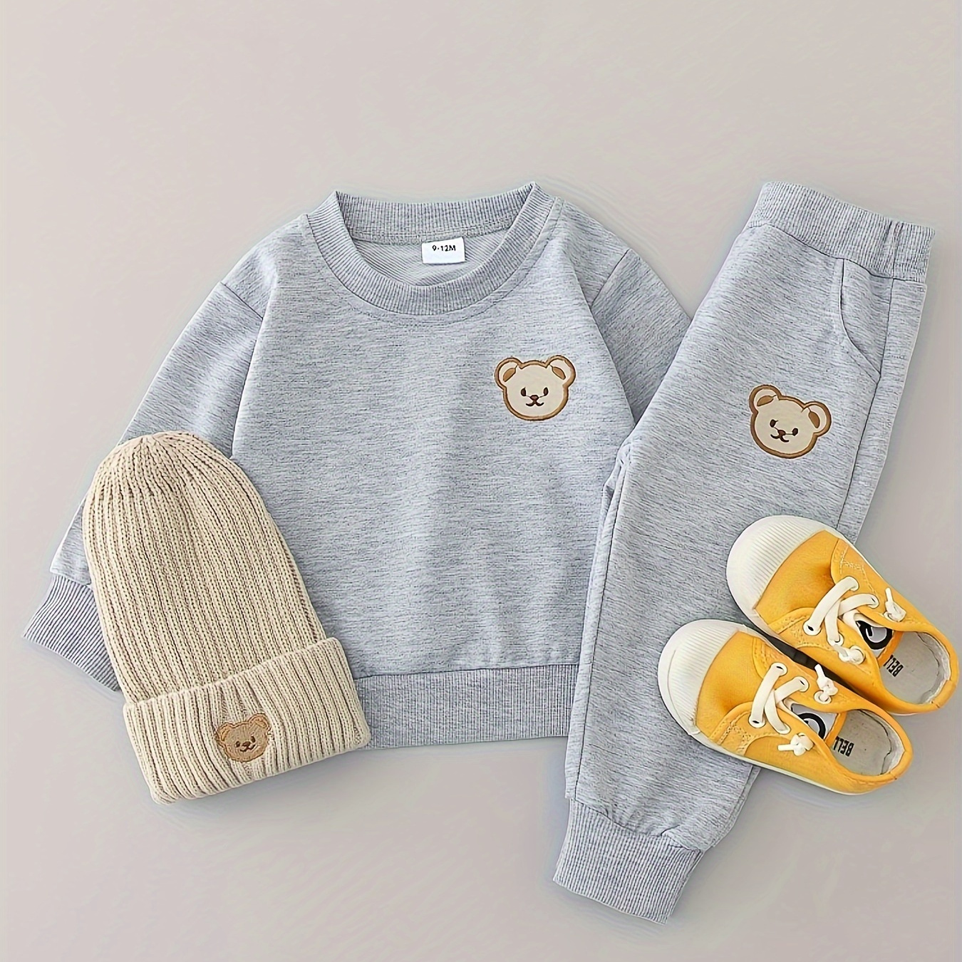 

2pcs Ensemble À Manches Longues Brodé D'ours Décontracté Pour Bébé, Sweat-shirt Et Pantalon, Vêtements Pour Bébé Garçon, En Cadeau