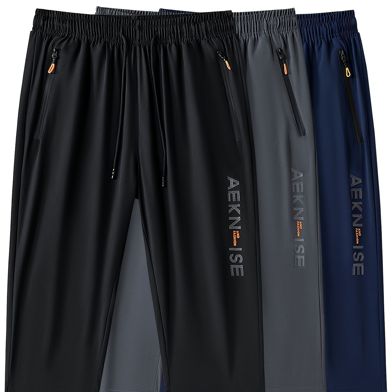 

3pcs Men's Quick-dry Athletic Shorts - Breathable, Loose Fit With Zipper Pockets For Basketball & Tennis