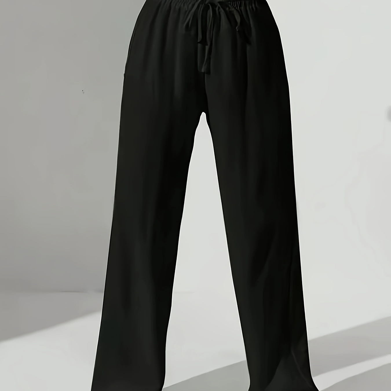 

Women's Drawstring Waist Straight-leg Pants - Polyester,