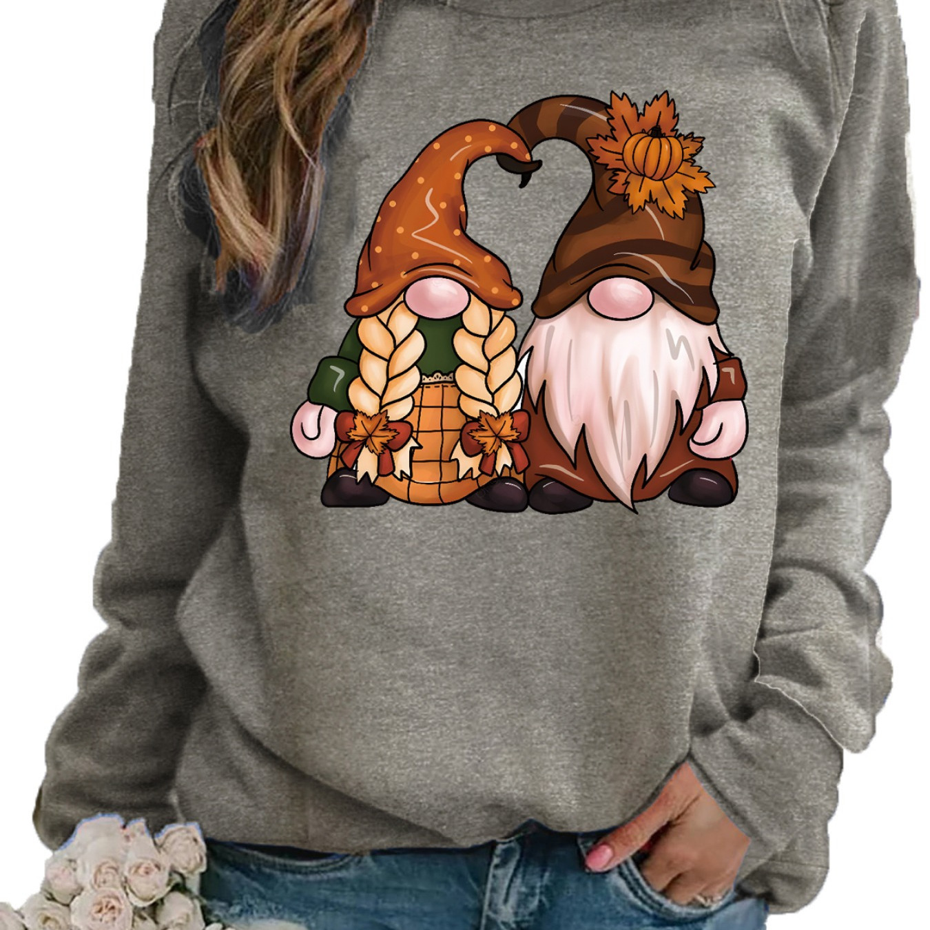 

Fall Leaf Print Sweatshirt, Crew Neck Casual Sweatshirt For Fall & Spring, Women's Clothing