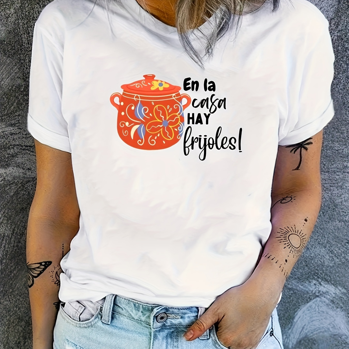 

Graphic Print T-shirt, Short Sleeve Crew Neck Casual Top For Summer & Spring, Women's Clothing